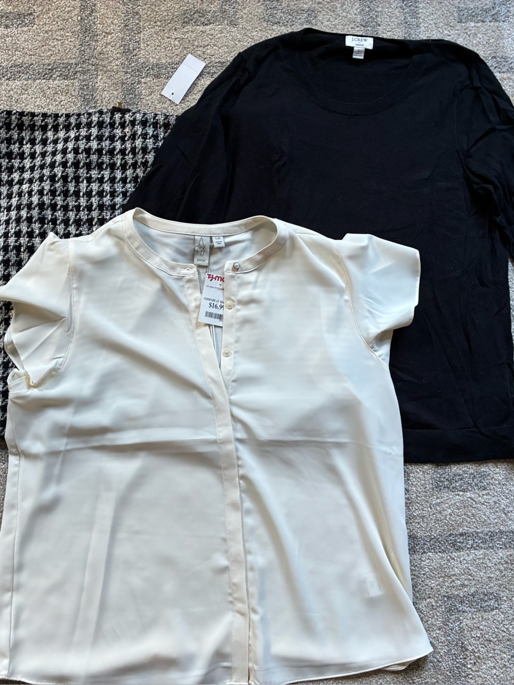 J. Crew White Short Sleeve Button-Front Blouse
